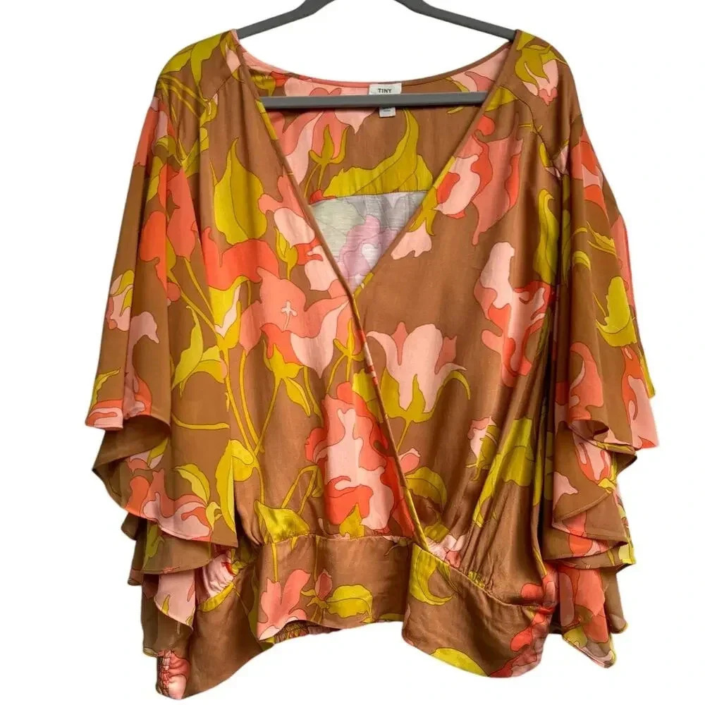 Anthropologie Tiny Olympia Faux-Wrap Top Floral Pretty Flowy Airy Size 3X - Picture 3 of 8